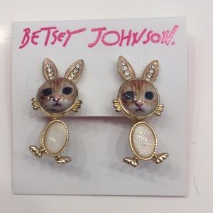 Betsey Johnson Cat Bunny Front Back Earrings